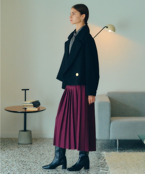 YECCA VECCA（イェッカヴェッカ）の「ビッグカラーウールショートコート（その他アウター・レディース・ライトベージュ/ブラック・FREE）」の10枚目の写真