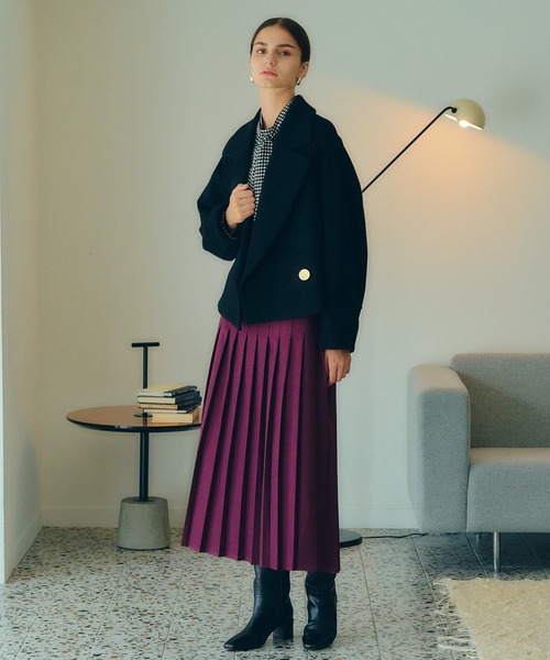 YECCA VECCA（イェッカヴェッカ）の「ビッグカラーウールショートコート（その他アウター・レディース・ライトベージュ/ブラック・FREE）」の11枚目の写真