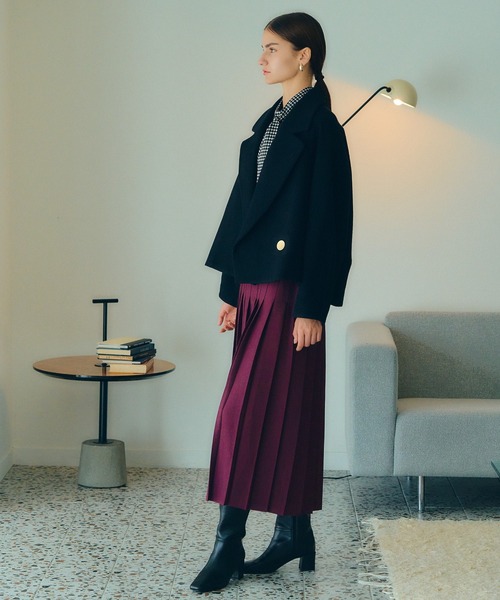 YECCA VECCA（イェッカヴェッカ）の「ビッグカラーウールショートコート（その他アウター・レディース・ライトベージュ/ブラック・FREE）」の13枚目の写真