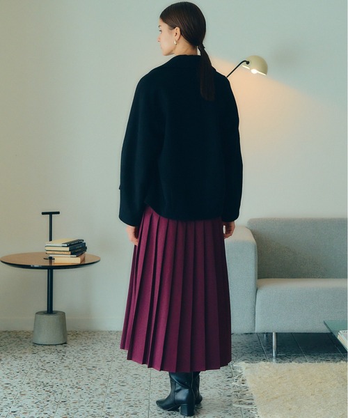 YECCA VECCA（イェッカヴェッカ）の「ビッグカラーウールショートコート（その他アウター・レディース・ライトベージュ/ブラック・FREE）」の12枚目の写真