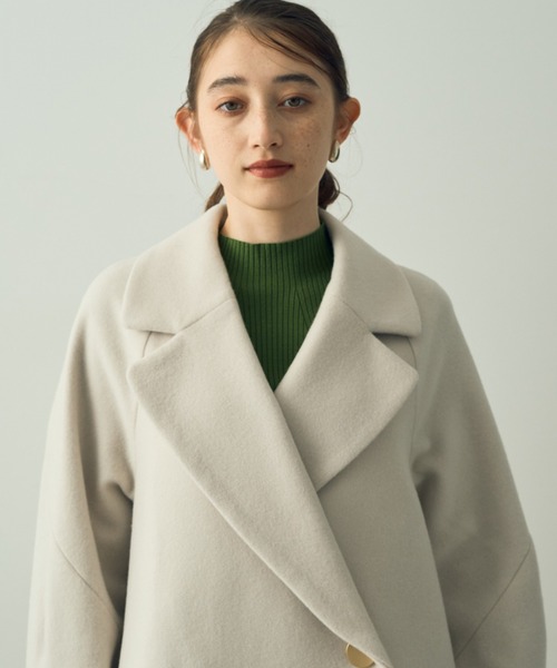 YECCA VECCA（イェッカヴェッカ）の「ビッグカラーウールショートコート（その他アウター・レディース・ライトベージュ/ブラック・FREE）」の18枚目の写真