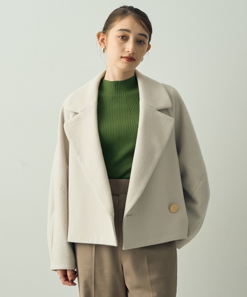 YECCA VECCA（イェッカヴェッカ）の「ビッグカラーウールショートコート（その他アウター・レディース・ライトベージュ/ブラック・FREE）」の15枚目の写真