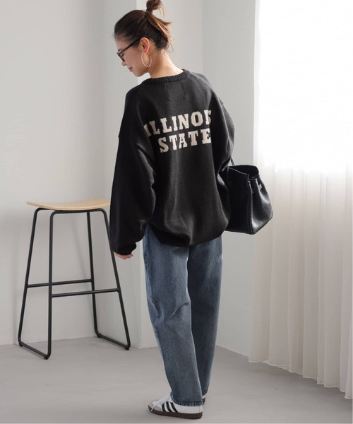 LOGAN knitting mills(ローガンニッティングミルズ)の「《WEB限定追加2》別注【LOGAN Knitting Mills】*RELUMEジャカードニット(ニット/セーター・レディース・ブラック/チャコールグレー・FREE)」の6枚目の写真