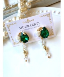 【MUURABBTI】雫ビジューとスワロフスキーのピアス(MA)