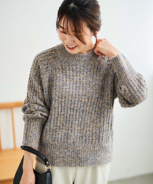 le.coeur blanc(ルクールブラン)の「ミックスカラー柄アミニット(ニット/セーター・レディース・サックスブルー/ベージュ・38)」の5枚目の写真