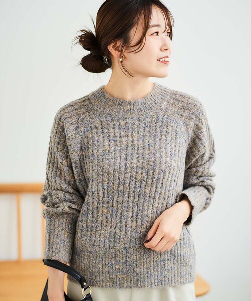 le.coeur blanc(ルクールブラン)の「ミックスカラー柄アミニット(ニット/セーター・レディース・サックスブルー/ベージュ・38)」の6枚目の写真