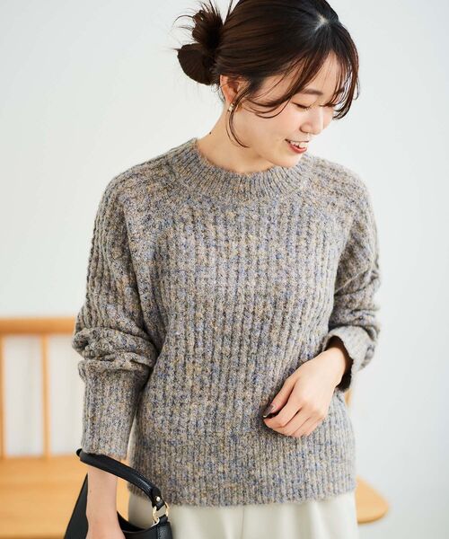 le.coeur blanc(ルクールブラン)の「ミックスカラー柄アミニット(ニット/セーター・レディース・サックスブルー/ベージュ・38)」の8枚目の写真