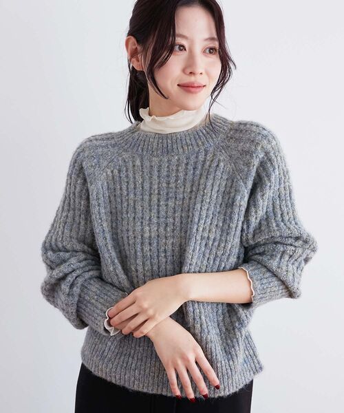 le.coeur blanc(ルクールブラン)の「ミックスカラー柄アミニット(ニット/セーター・レディース・サックスブルー/ベージュ・38)」の15枚目の写真