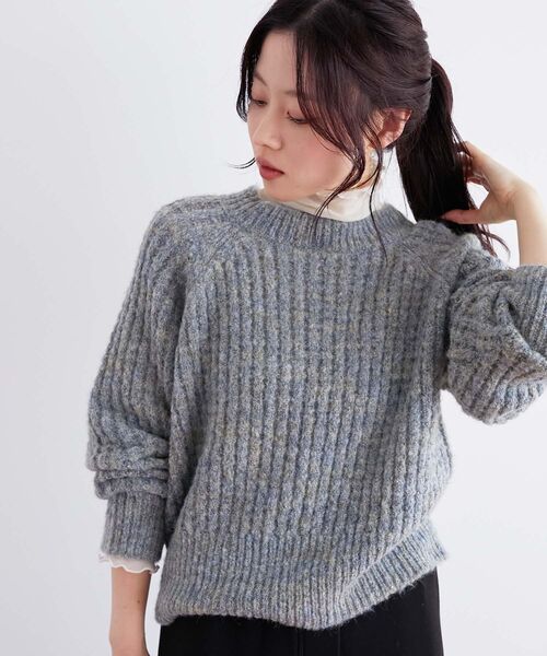 le.coeur blanc(ルクールブラン)の「ミックスカラー柄アミニット(ニット/セーター・レディース・サックスブルー/ベージュ・38)」の19枚目の写真