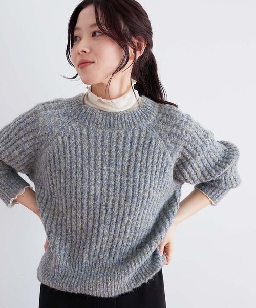 le.coeur blanc(ルクールブラン)の「ミックスカラー柄アミニット(ニット/セーター・レディース・サックスブルー/ベージュ・38)」の20枚目の写真