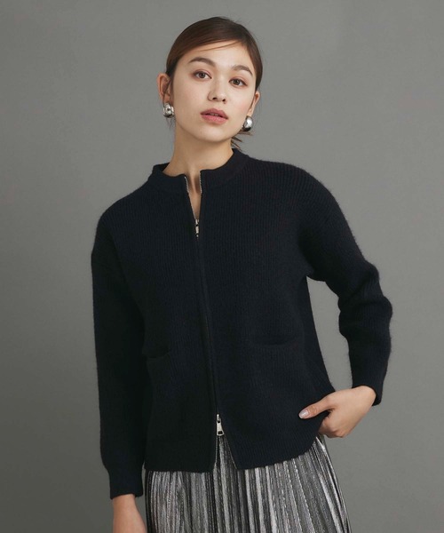 Edit Sheen（エディットシーン）の「ニットジップカーディガン（カーディガン/ボレロ・レディース・オフホワイト/キャメル/ブラック・M）」の2枚目の写真