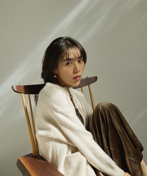 Edit Sheen（エディットシーン）の「ニットジップカーディガン（カーディガン/ボレロ・レディース・オフホワイト/キャメル/ブラック・M）」の8枚目の写真