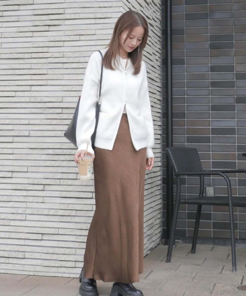 Edit Sheen（エディットシーン）の「ニットジップカーディガン（カーディガン/ボレロ・レディース・オフホワイト/キャメル/ブラック・M）」の5枚目の写真