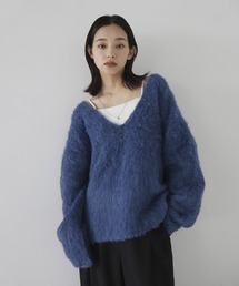 hellam（へラム）の「ミックスシャギー Vネックニット（ニット/セーター）」