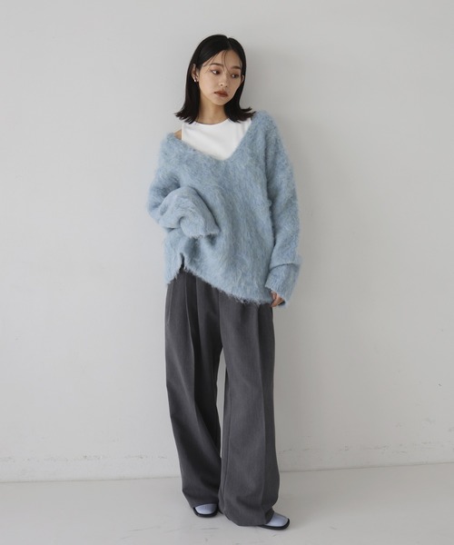 hellam（へラム）の「ミックスシャギー Vネックニット（ニット