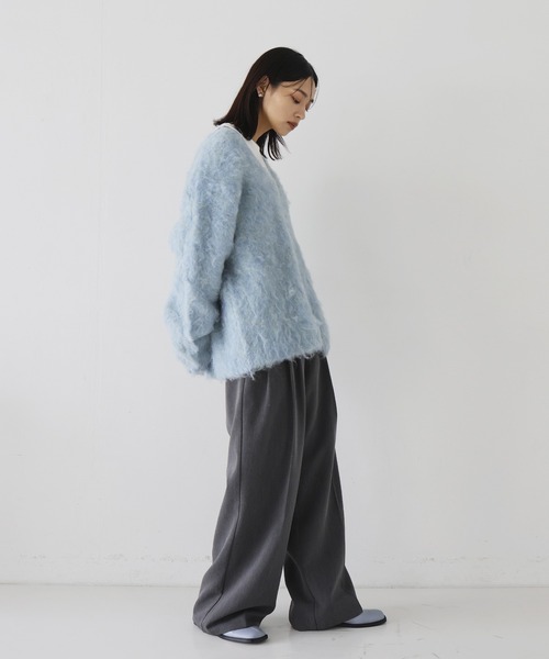 hellam(へラム)の「ミックスシャギー Vネックニット(ニット/セーター・レディース・アイボリー/ブルー/グリーン/チャコール/オレンジ/杢グレー/ダークブルー・FREE)」の13枚目の写真