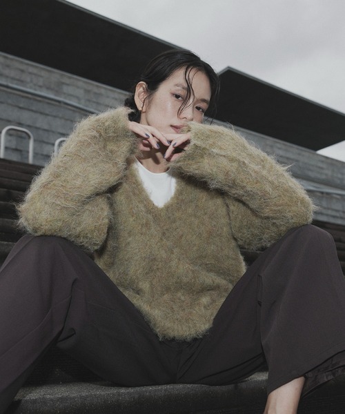 セール】ミックスシャギー Vネックニット（ニット/セーター）｜hellam