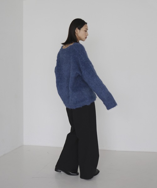 美品ENFOLD キャッシュタッチニット　ネイビー×水色 美品ENFOLD キャッシュタッチニット ネイビー×水色