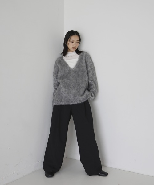 セール】ミックスシャギー Vネックニット（ニット/セーター）｜hellam