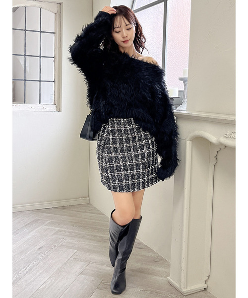 MIIA（ミーア）の「ロングシャギーニット（ニット/セーター・レディース・ピンク/ブラック/オフホワイト・FREE）」の6枚目の写真