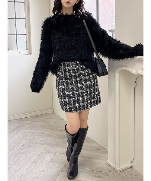 MIIA（ミーア）の「ロングシャギーニット（ニット/セーター・レディース・ピンク/ブラック/オフホワイト・FREE）」の7枚目の写真