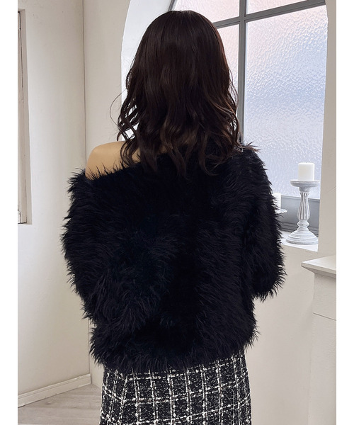 MIIA（ミーア）の「ロングシャギーニット（ニット/セーター・レディース・ピンク/ブラック/オフホワイト・FREE）」の8枚目の写真