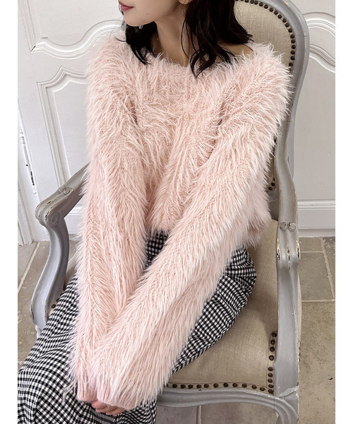 MIIA（ミーア）の「ロングシャギーニット（ニット/セーター・レディース・ピンク/ブラック/オフホワイト・FREE）」の16枚目の写真