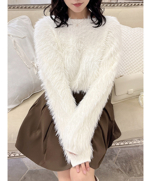 MIIA（ミーア）の「ロングシャギーニット（ニット/セーター・レディース・ピンク/ブラック/オフホワイト・FREE）」の20枚目の写真