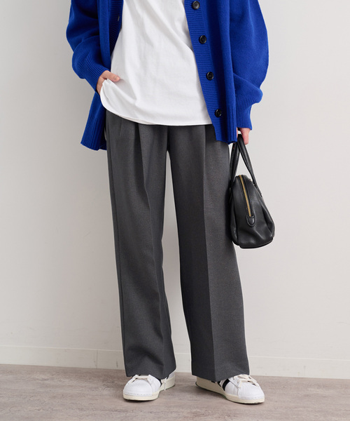 JOURNAL STANDARD relume(ジャーナルスタンダード レリューム)の「《追加》ウールライクタックギャザーパンツ(スラックス・レディース・グレー/ブラック・36/38)」の2枚目の写真