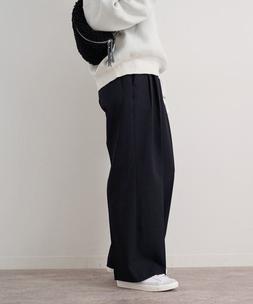 JOURNAL STANDARD relume(ジャーナルスタンダード レリューム)の「《追加》ウールライクタックギャザーパンツ(スラックス・レディース・グレー/ブラック・36/38)」の3枚目の写真