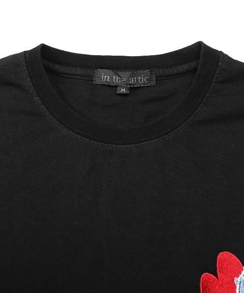 LUXSTYLE（ラグスタイル）の「デニムアップリケ刺繍ワンポイントロンT（Tシャツ/カットソー・メンズ・ブラック/ホワイト・M/L）」の15枚目の写真