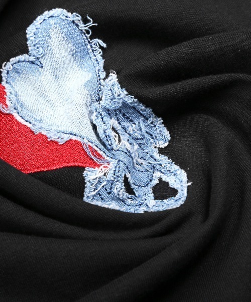 LUXSTYLE（ラグスタイル）の「デニムアップリケ刺繍ワンポイントロンT（Tシャツ/カットソー・メンズ・ブラック/ホワイト・M/L）」の19枚目の写真