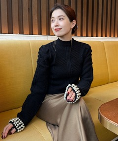 美品  IENA  イエナ レースツキ ハイネックリブ プルオーバー IENA（イエナ）の「レースツキハイネックリブプルオーバー◇（ニット