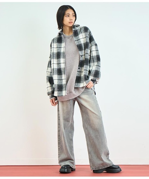 ANAP（アナップ）の「裏ボアチェックシャツ（シャツ/ブラウス・レディース・ベージュ/ブラック・FREE）」の7枚目の写真