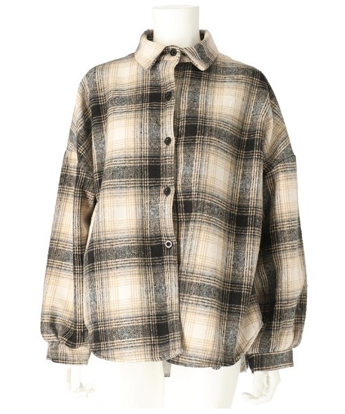 ANAP（アナップ）の「裏ボアチェックシャツ（シャツ/ブラウス・レディース・ベージュ/ブラック・FREE）」の17枚目の写真