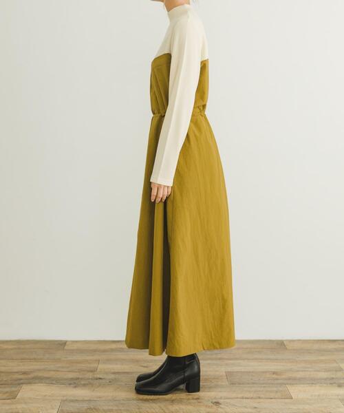 ITEMS URBANRESEARCH（アイテムズ アーバンリサーチ）の「リブドッキングナイロンワンピース（ワンピース・レディース・キャメル/ブラック・FREE）」の11枚目の写真
