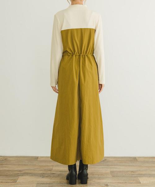 ITEMS URBANRESEARCH（アイテムズ アーバンリサーチ）の「リブドッキングナイロンワンピース（ワンピース・レディース・キャメル/ブラック・FREE）」の12枚目の写真
