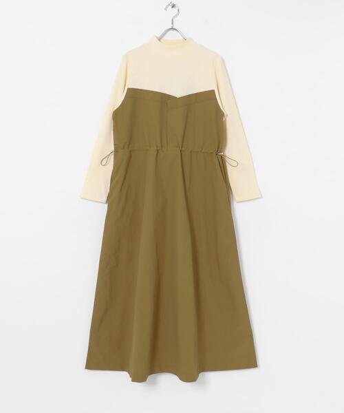 ITEMS URBANRESEARCH（アイテムズ アーバンリサーチ）の「リブドッキングナイロンワンピース（ワンピース・レディース・キャメル/ブラック・FREE）」の16枚目の写真