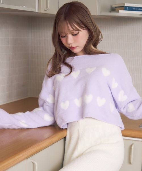 TITTY&CO.(ティティーアンドコー)の「ハート柄マシュマロニット(ルームウェア/パジャマ・レディース・ライトパープル/グレー/アイボリー/パープル・FREE)」の4枚目の写真