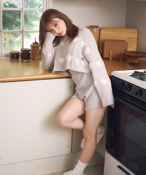 TITTY&CO.(ティティーアンドコー)の「ハート柄マシュマロニット(ルームウェア/パジャマ・レディース・ライトパープル/グレー/アイボリー/パープル・FREE)」の11枚目の写真