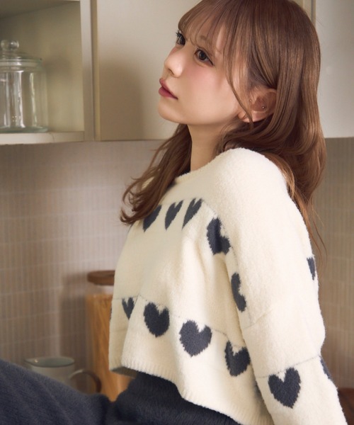 TITTY&CO.(ティティーアンドコー)の「ハート柄マシュマロニット(ルームウェア/パジャマ・レディース・ライトパープル/グレー/アイボリー/パープル・FREE)」の19枚目の写真