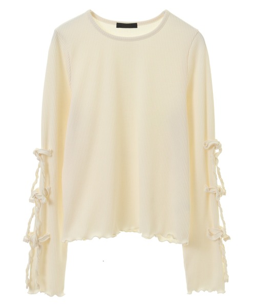 Candy Stripper（キャンディストリッパー）の「TINY RIBBON トップス（Tシャツ/カットソー・レディース・ブラック/アイボリー/ライトグレー・FREE）」の2枚目の写真