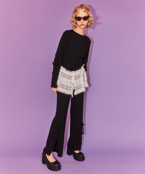 Candy Stripper（キャンディストリッパー）の「TINY RIBBON トップス（Tシャツ/カットソー・レディース・ブラック/アイボリー/ライトグレー・FREE）」の6枚目の写真