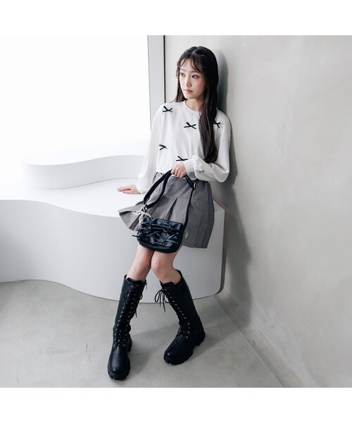 algy(アルジー)の「リボンギャザーショルダー(ショルダーバッグ・キッズ・ブラック/アイボリー/シルバー・FREE)」の11枚目の写真