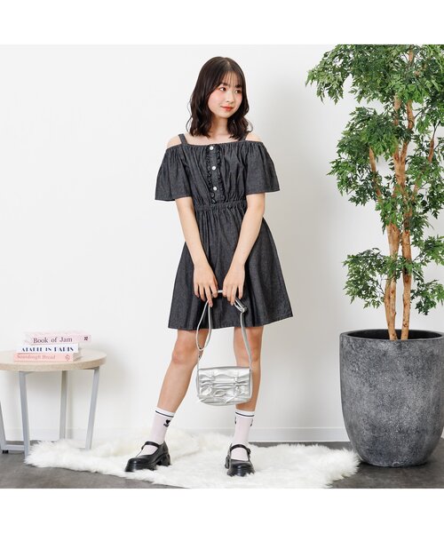 algy(アルジー)の「リボンギャザーショルダー(ショルダーバッグ・キッズ・ブラック/アイボリー/シルバー・FREE)」の15枚目の写真