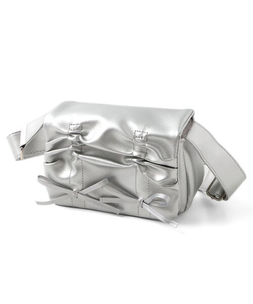 algy(アルジー)の「リボンギャザーショルダー(ショルダーバッグ・キッズ・ブラック/アイボリー/シルバー・FREE)」の6枚目の写真