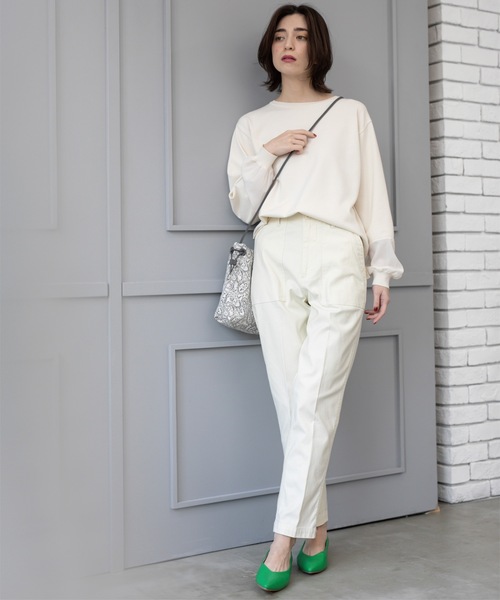 OPAQUE.CLIP(オペークドットクリップ)の「ジョーゼット切替スリーブニット【洗濯機洗い可】(ニット/セーター・レディース・サックスブルー/ブラック/ライトグレー/イエロー系その他/アイボリー・38/40/36/42)」の10枚目の写真