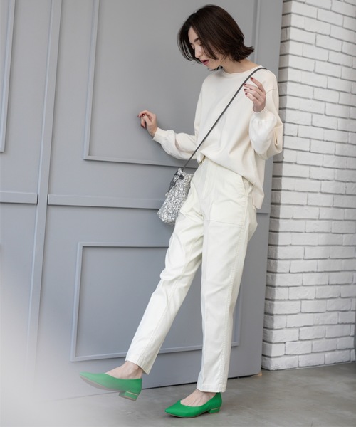 OPAQUE.CLIP(オペークドットクリップ)の「ジョーゼット切替スリーブニット【洗濯機洗い可】(ニット/セーター・レディース・サックスブルー/ブラック/ライトグレー/イエロー系その他/アイボリー・38/40/36/42)」の11枚目の写真