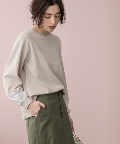 OPAQUE.CLIP(オペークドットクリップ)の「ジョーゼット切替スリーブニット【洗濯機洗い可】(ニット/セーター・レディース・サックスブルー/ブラック/ライトグレー/イエロー系その他/アイボリー・38/40/36/42)」の12枚目の写真