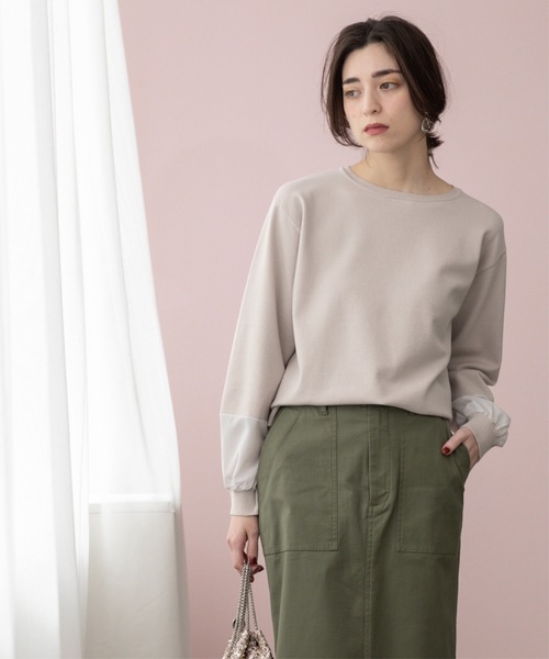 OPAQUE.CLIP(オペークドットクリップ)の「ジョーゼット切替スリーブニット【洗濯機洗い可】(ニット/セーター・レディース・サックスブルー/ブラック/ライトグレー/イエロー系その他/アイボリー・38/40/36/42)」の13枚目の写真